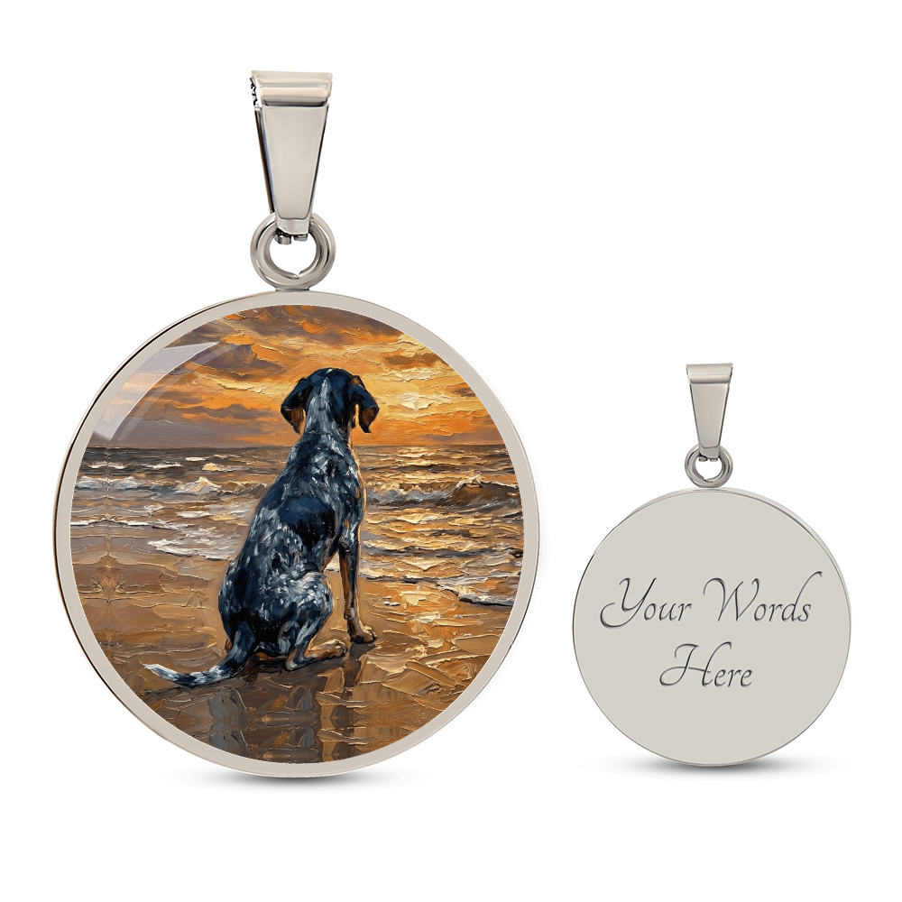 Beach Days - Blue Tick Coonhound Round Necklace