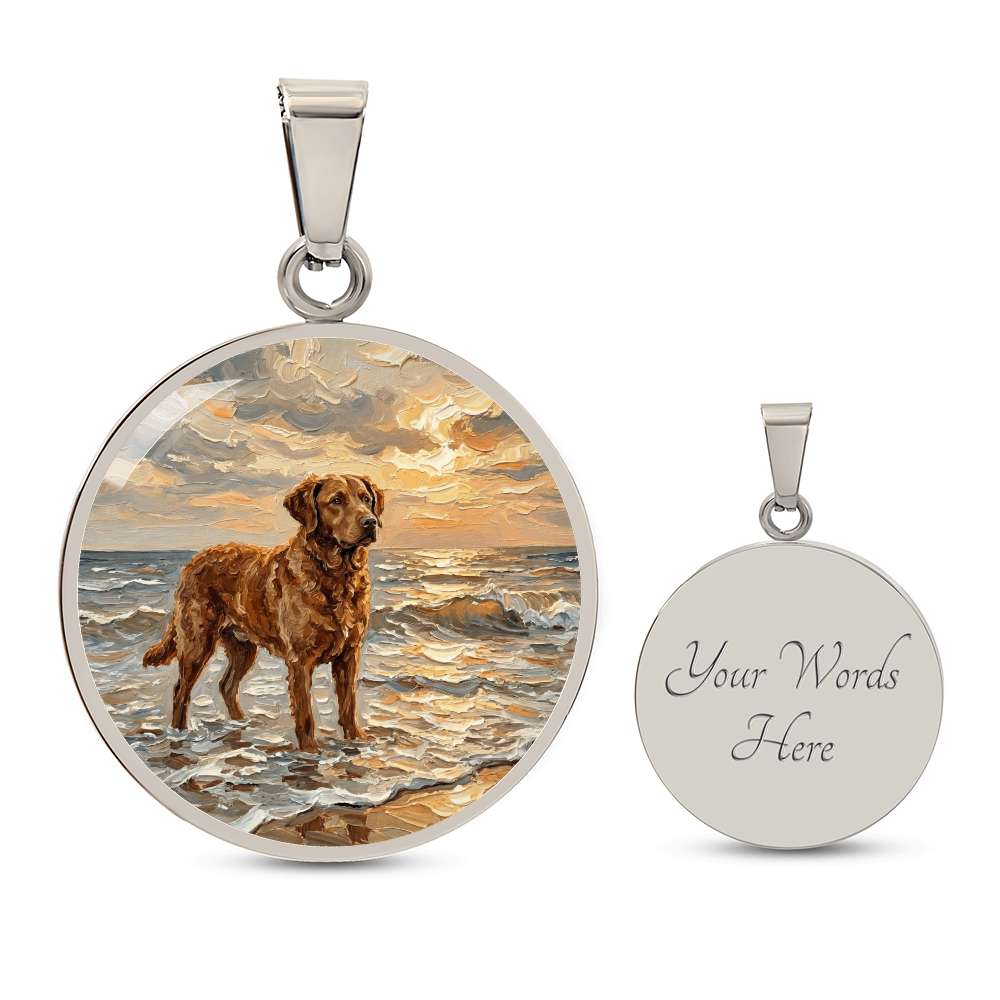 Beach Day - Chesapeake Bay Retriever Round Necklace