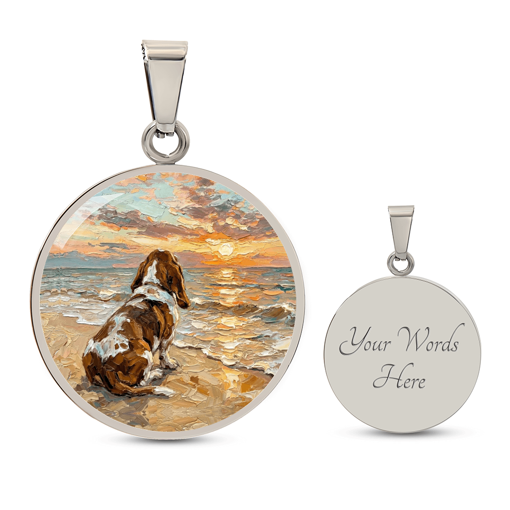 Beach Days - Basset Hound Round Necklace