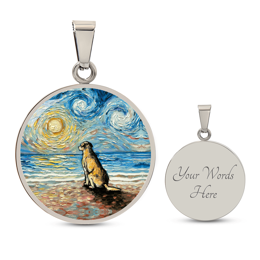 Beach Days - Yellow Labrador Starry Night Round Necklace