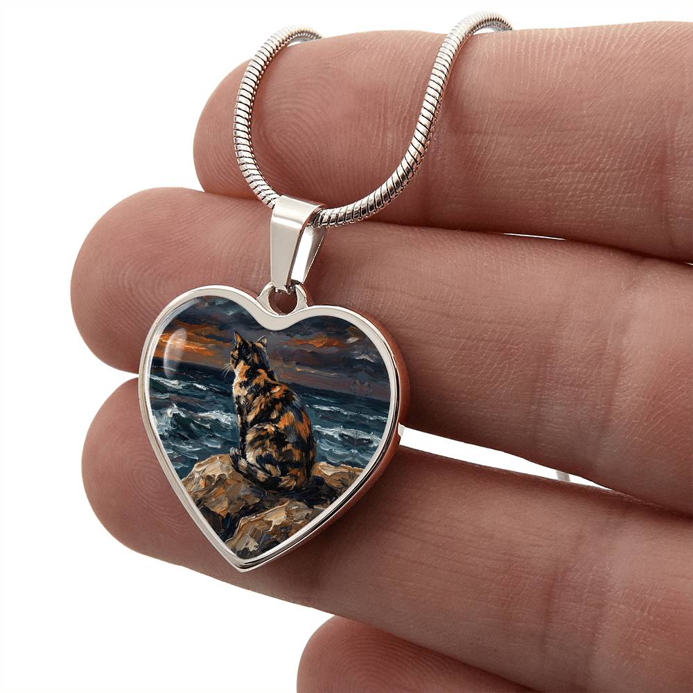 Beach Night - Tortie Heart Necklace