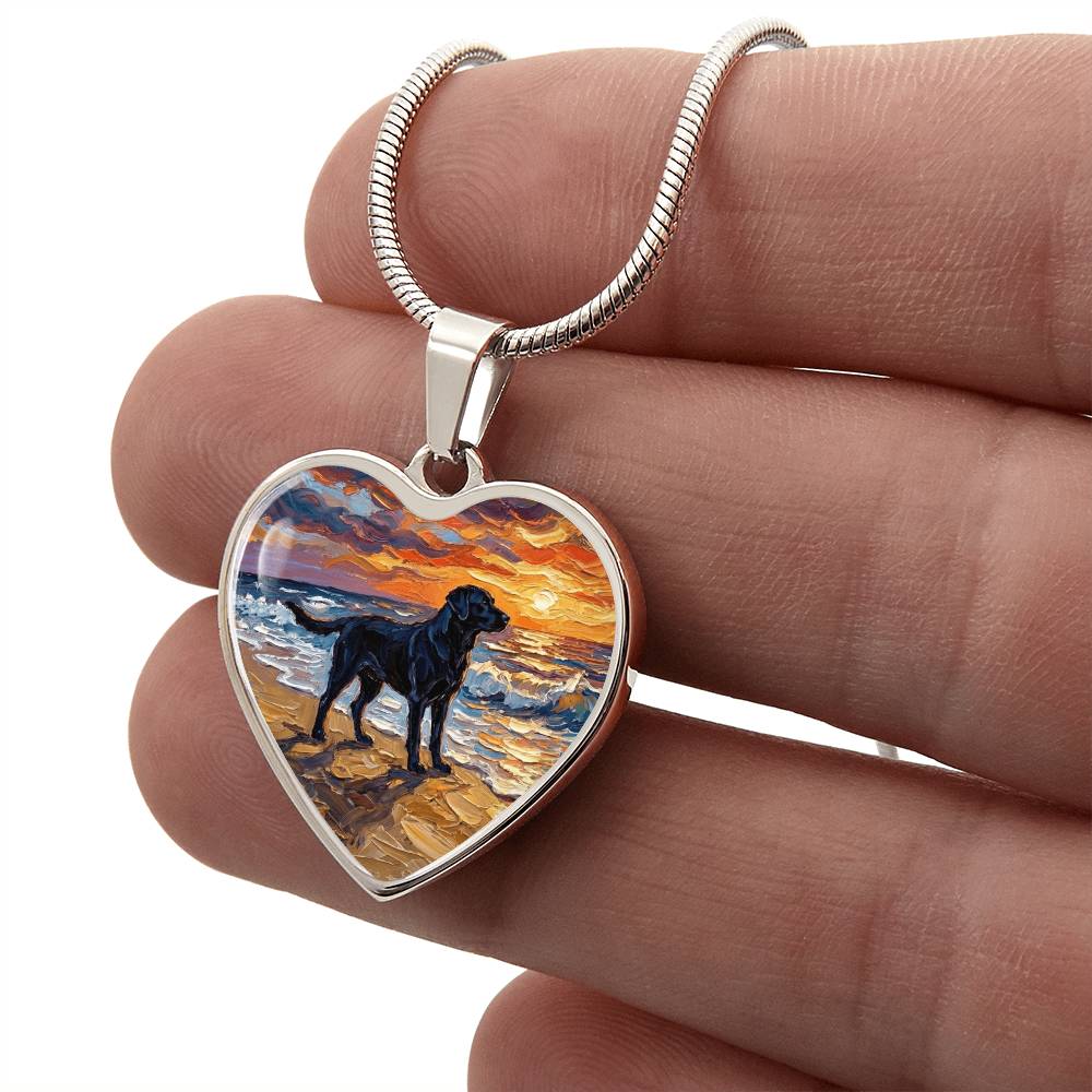 Summer Sunset - Black Labrador Heart Necklace