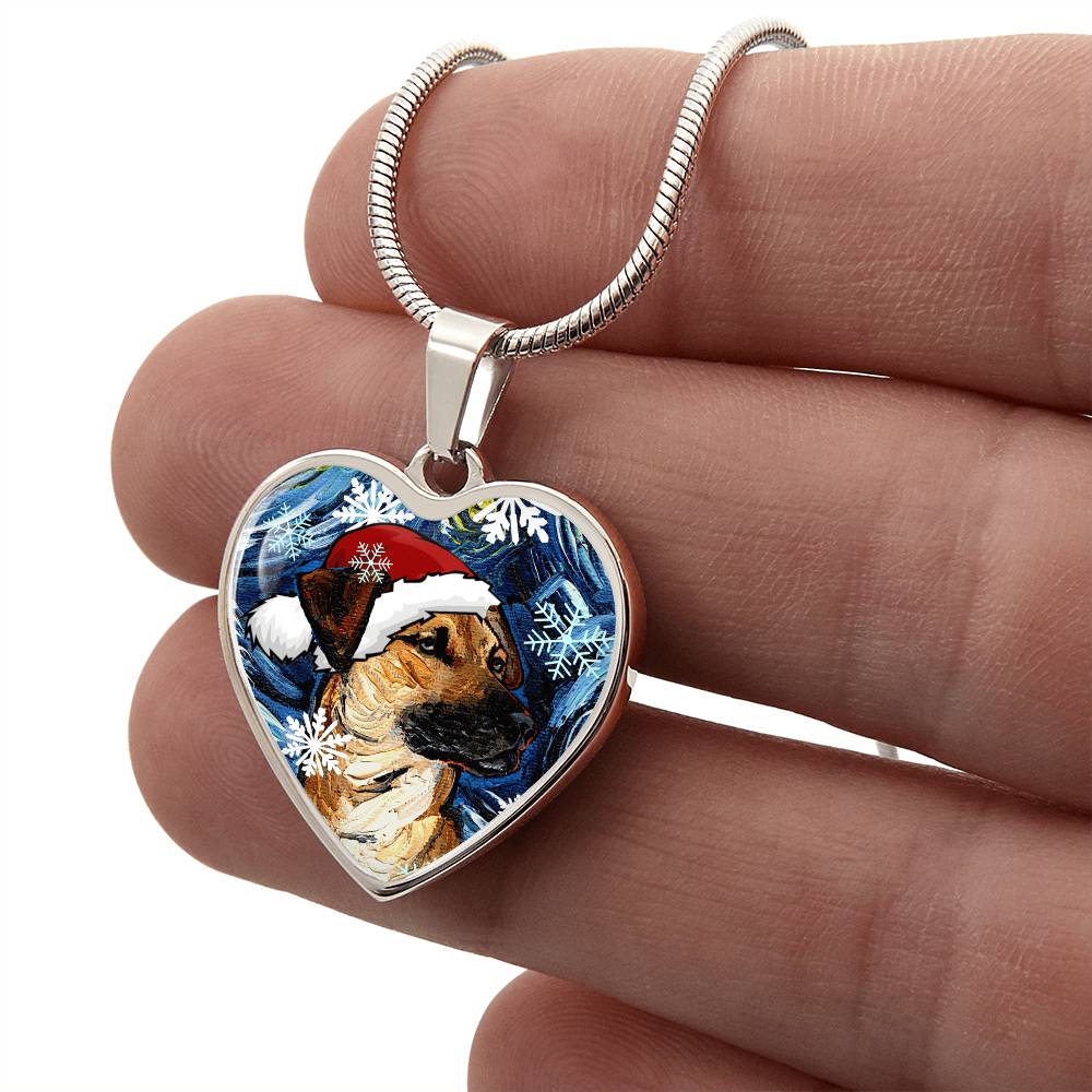 Santa Black Mouth Cur Heart Necklace