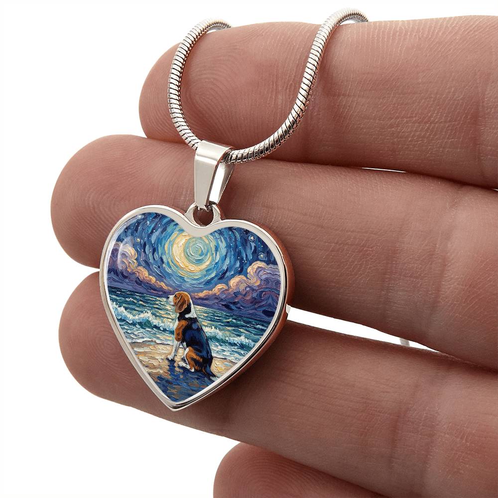 Beach Night - Beagle Heart Necklace