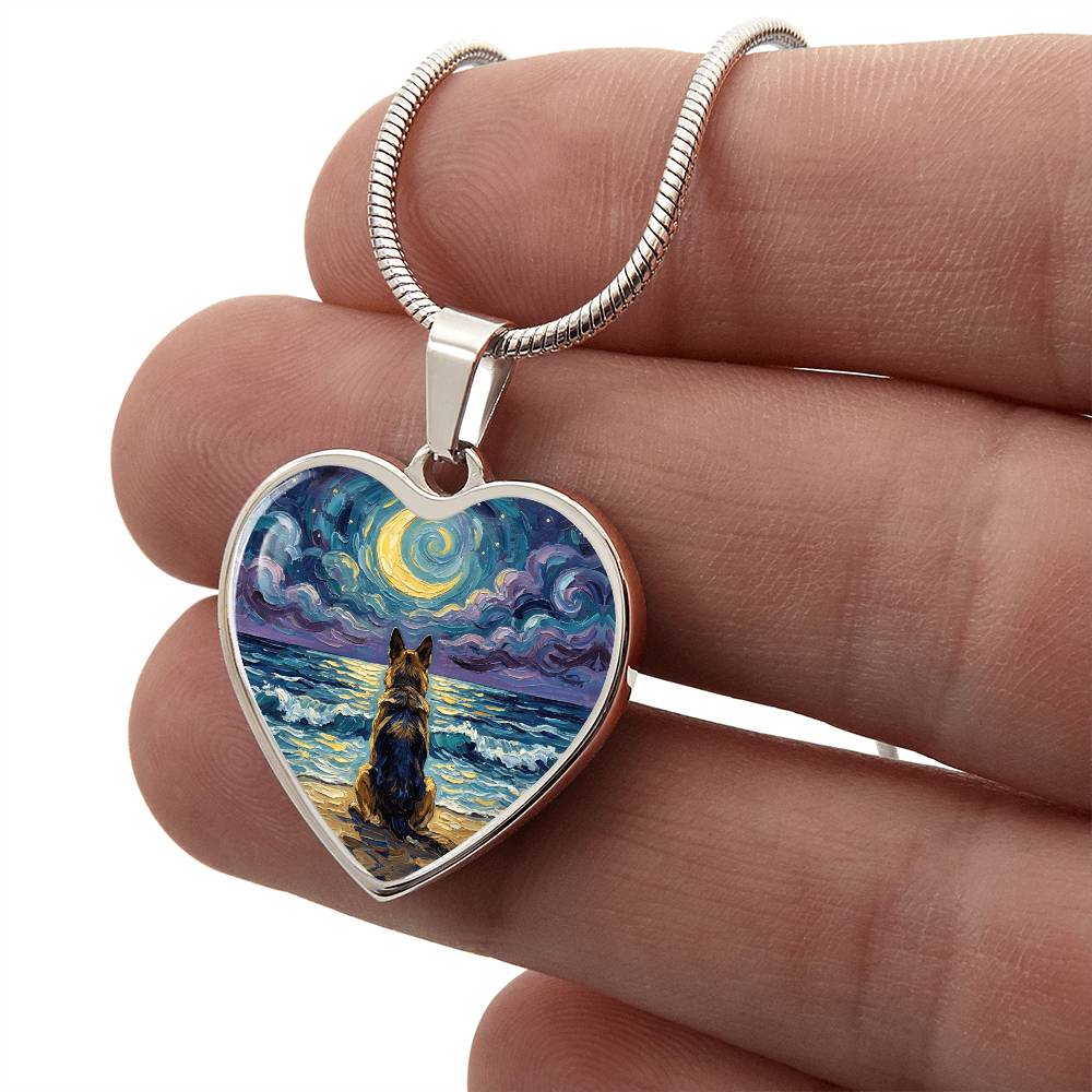 Beach Night - German Shepherd Heart Necklace