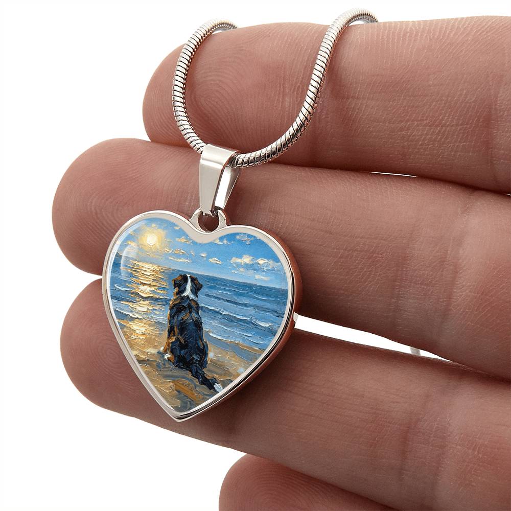 Beach Day - Bernese Mountain Dog Heart Necklace