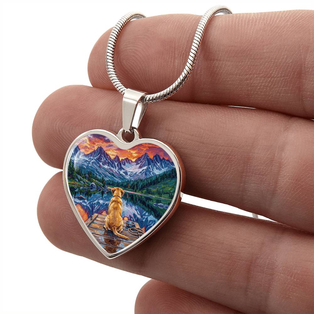 On The Dock - Yellow Labrador Heart Necklace