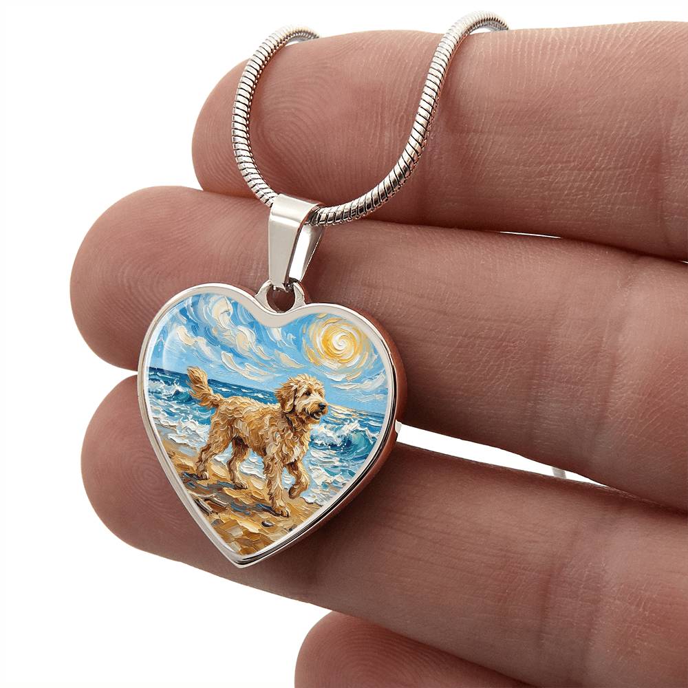 Beach Day - Goldendoodle Heart Necklace