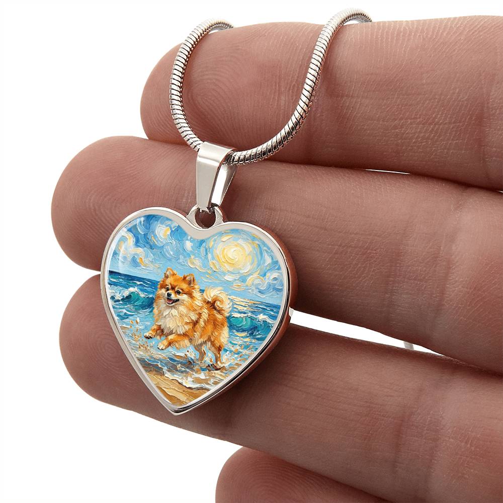 Beach Day - Pomeranian Heart Necklace