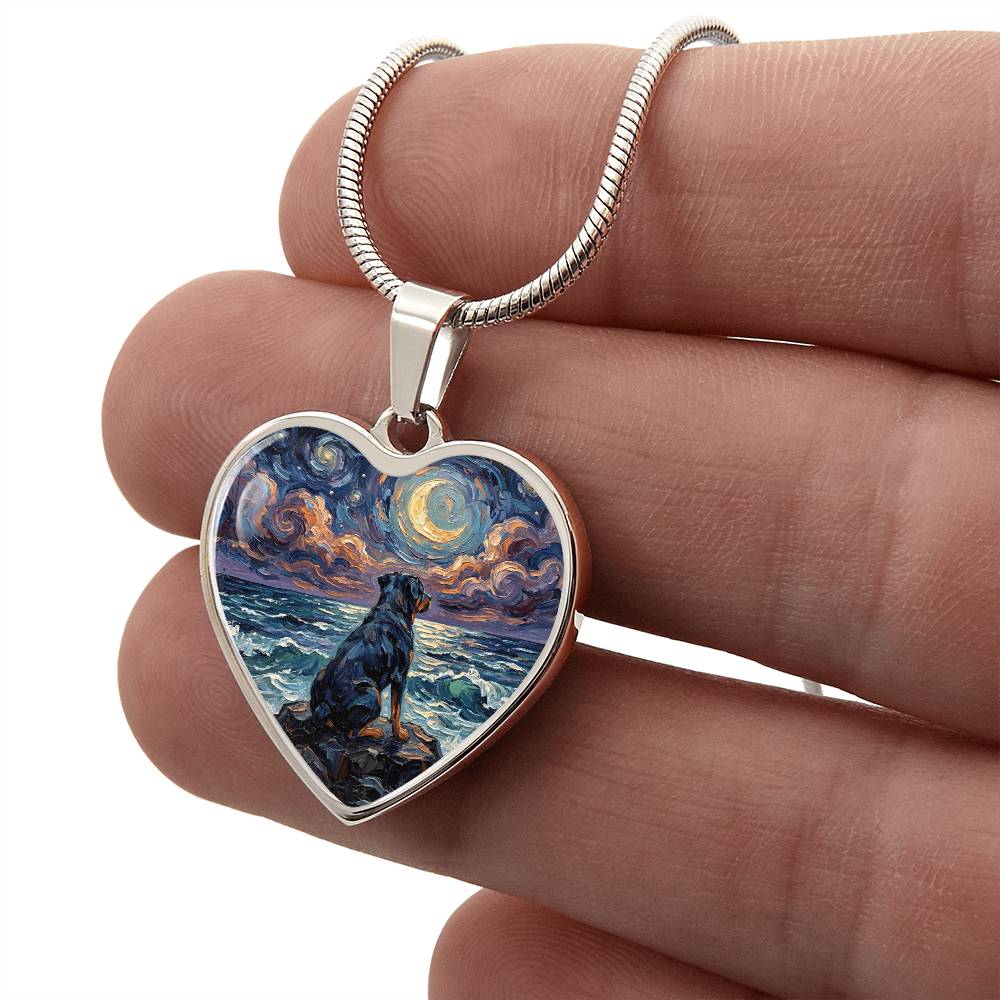 Beach Night - Rottweiler Heart Necklace