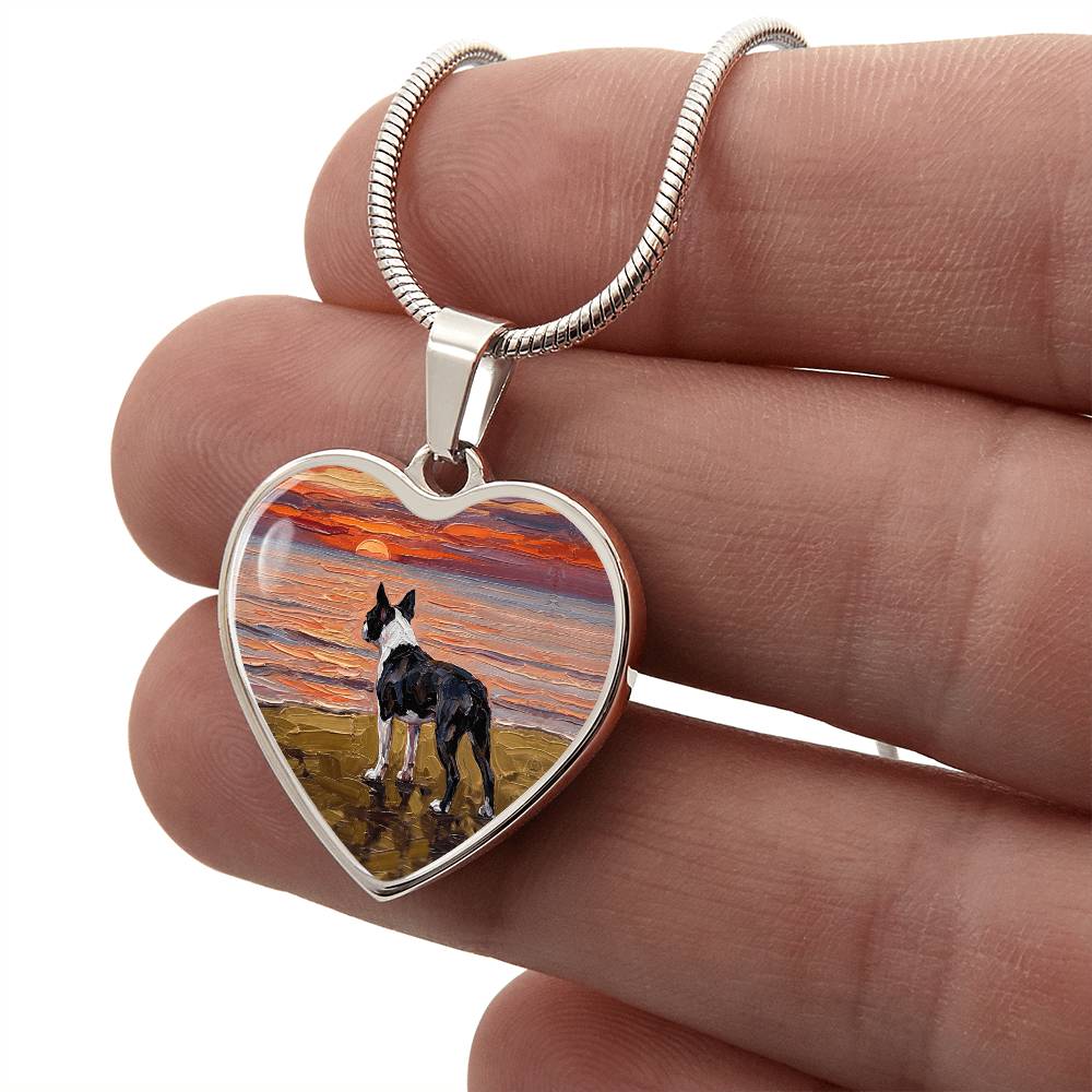 Beach Night - Boston Terrier Heart Necklace