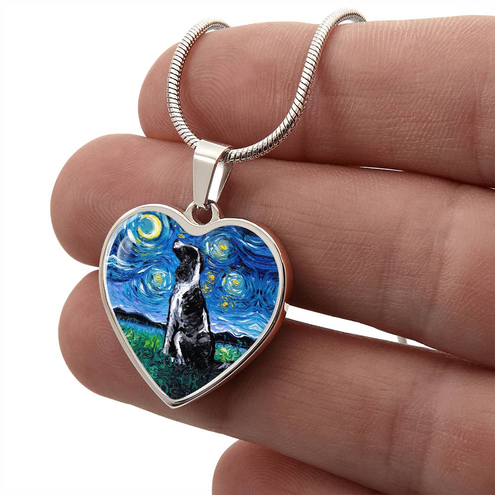blackandwhiteenglishspringerspanielheartpendant