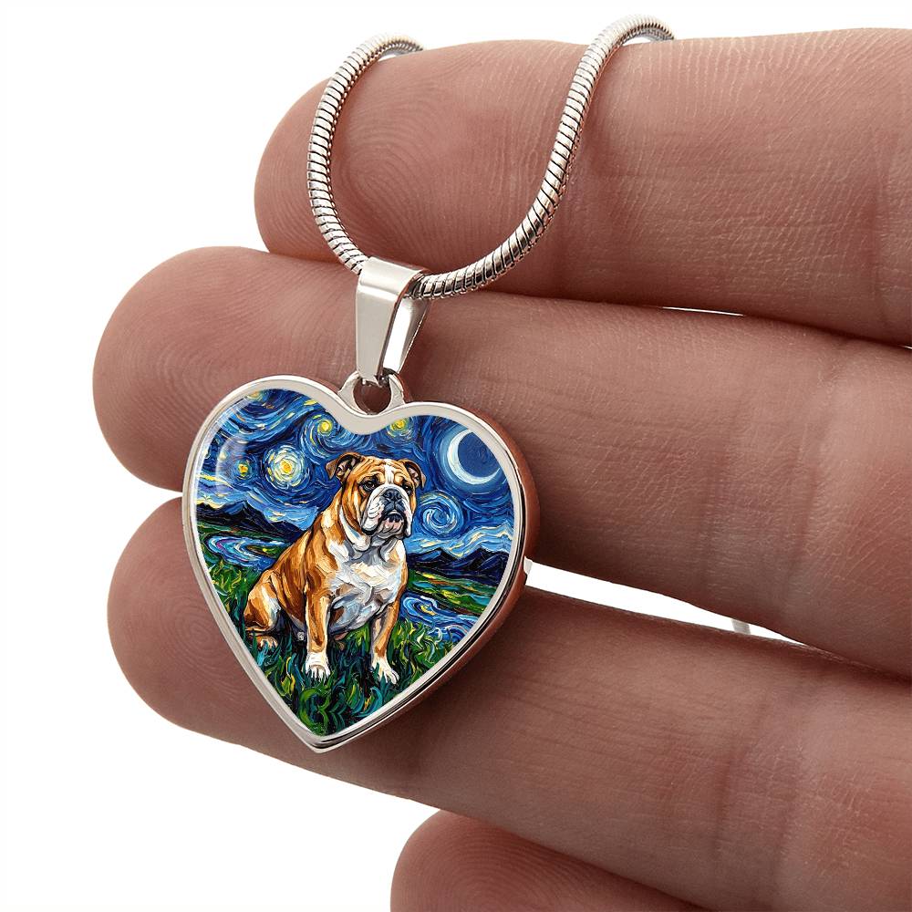 Bulldog Night Heart Necklace