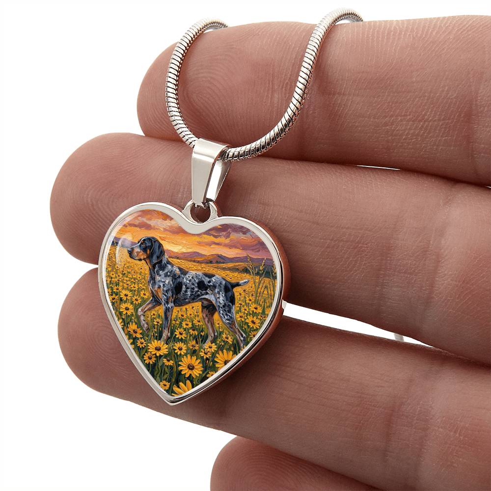 Amongst The Flowers - Blue Tick Coonhound Heart Necklace