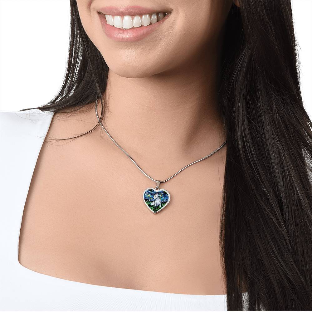 Bull Terrier Starry Night Heart Necklace