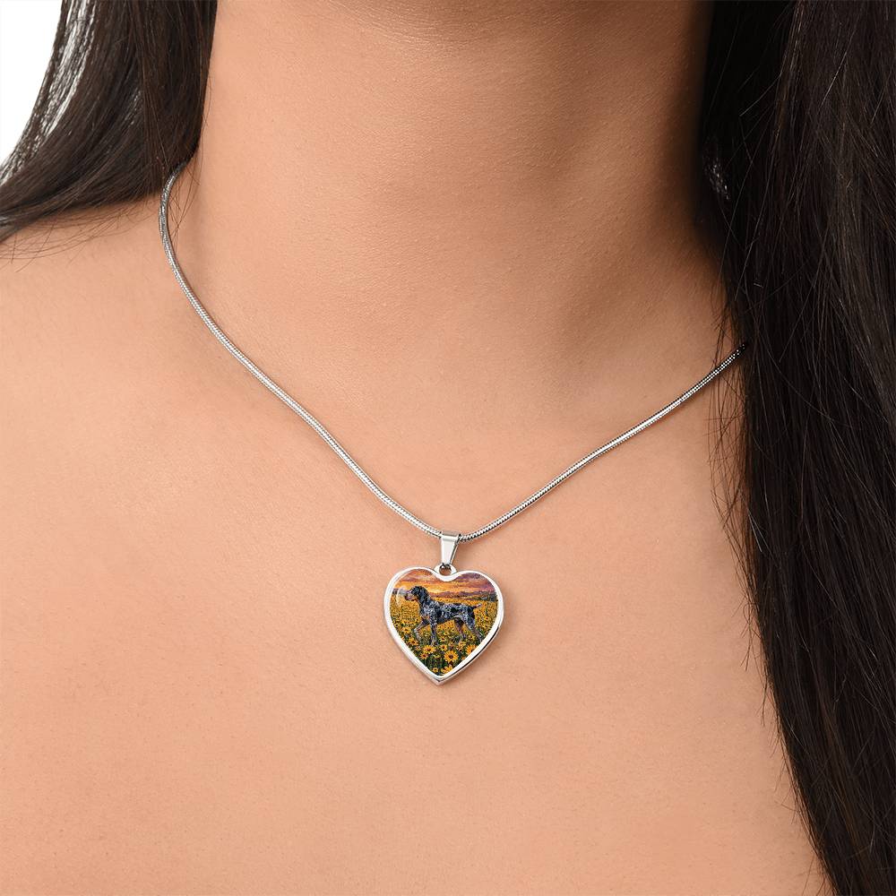 Amongst The Flowers - Blue Tick Coonhound Heart Necklace