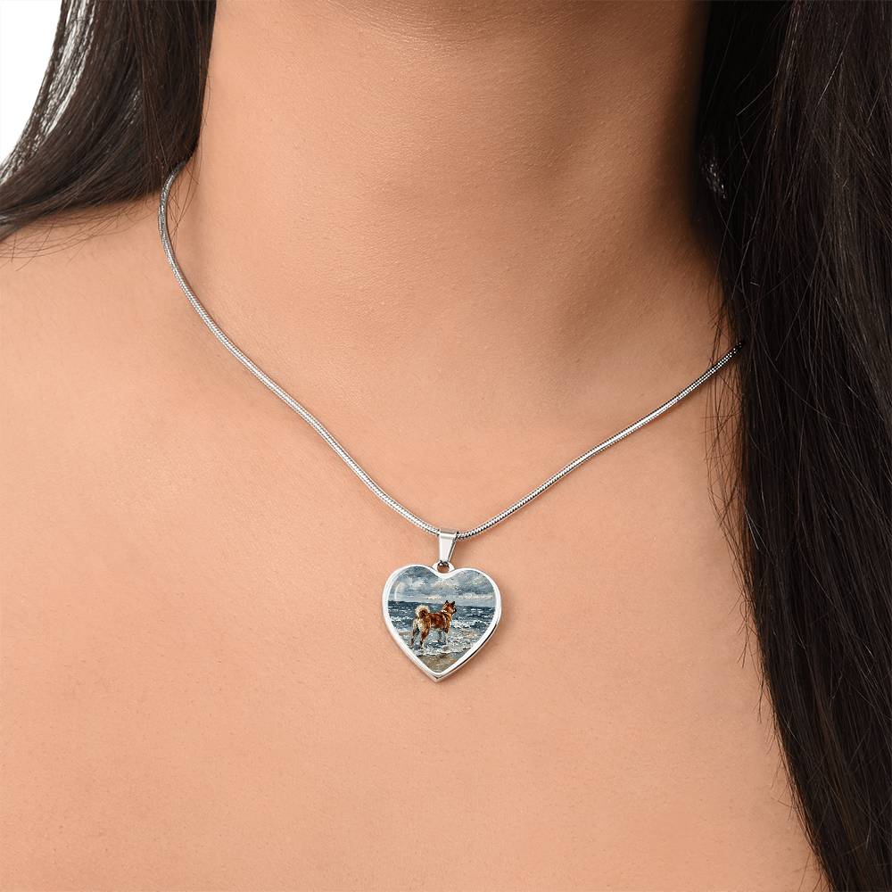 Beach Day - Akita Heart Necklace