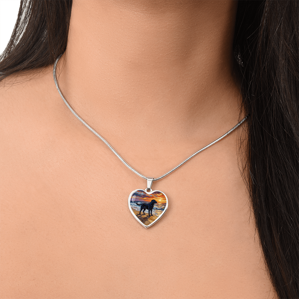 Summer Sunset - Black Labrador Heart Necklace