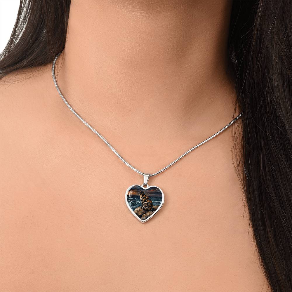 Beach Night - Tortie Heart Necklace