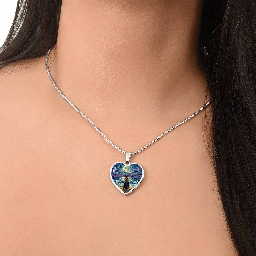 Beach Night - German Shepherd Heart Necklace