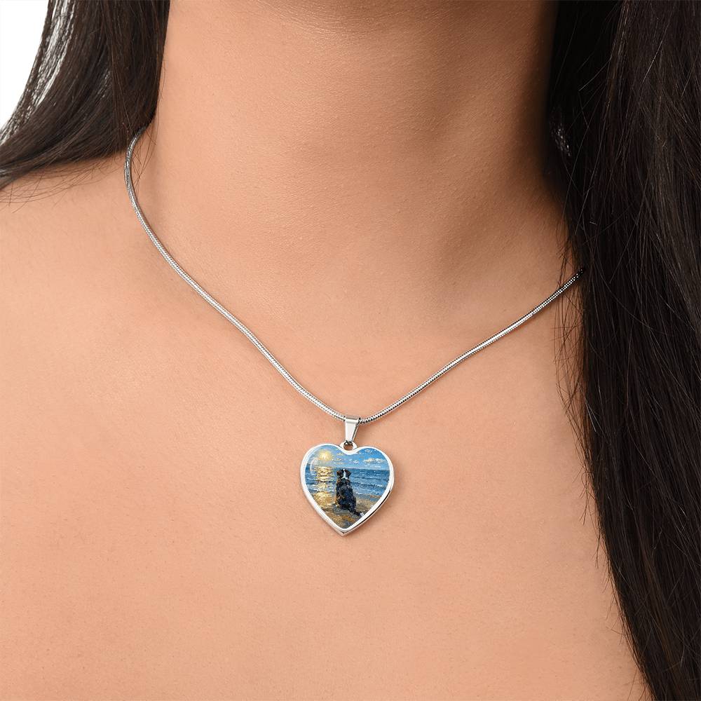 Beach Day - Bernese Mountain Dog Heart Necklace