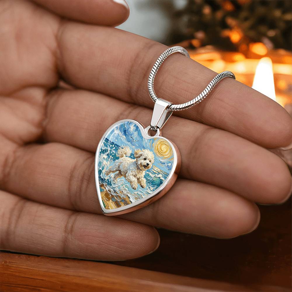 Beach Day - Bichon Frise 2 Heart Necklace