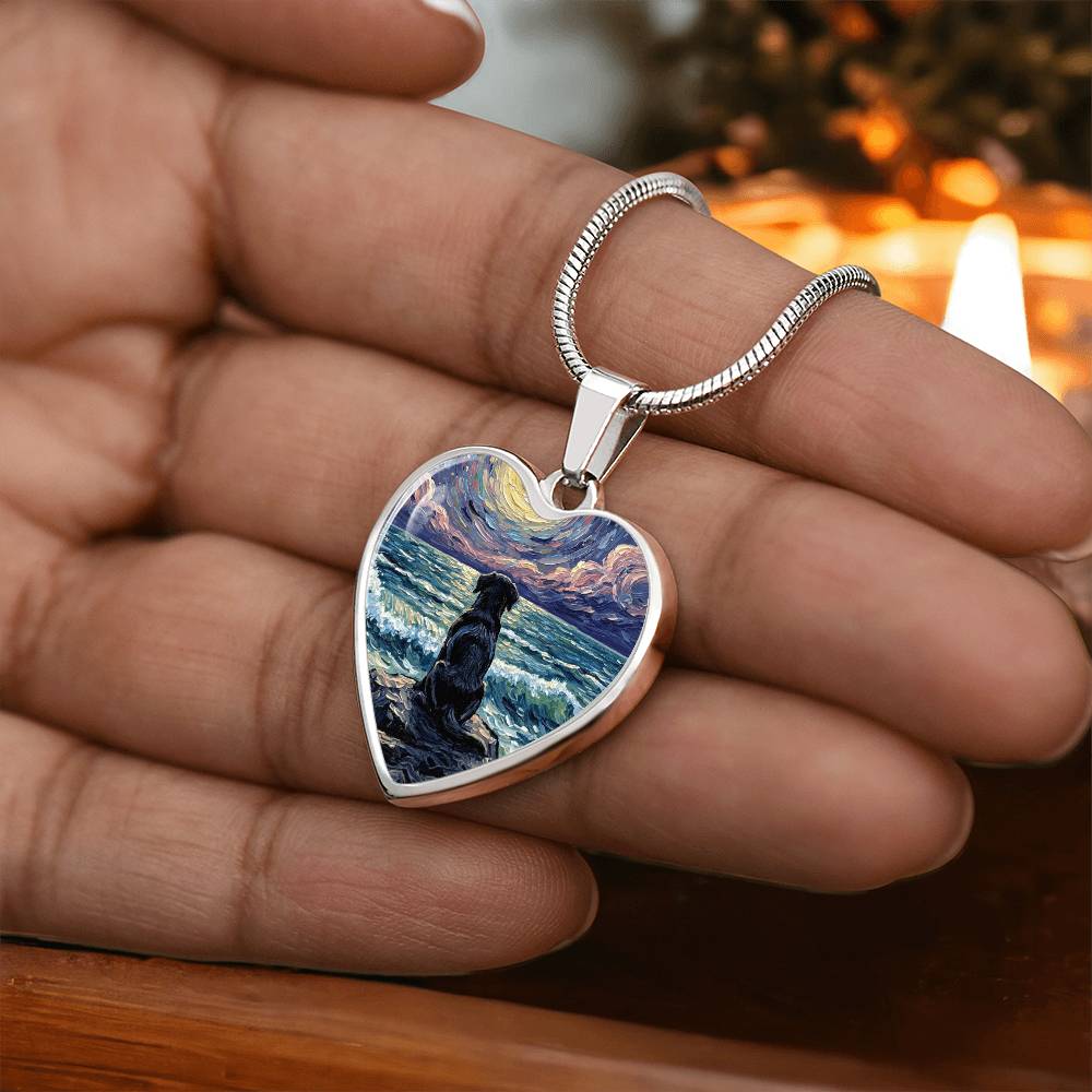 Beach Night - Black Labrador Heart Necklace