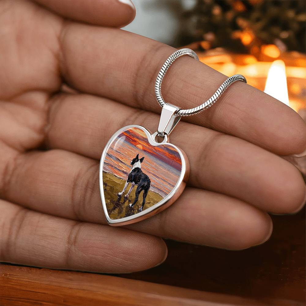 Beach Night - Boston Terrier Heart Necklace