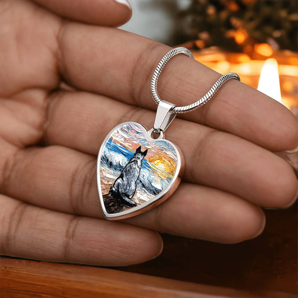 Beach Days - Blue Heeler Heart Necklace