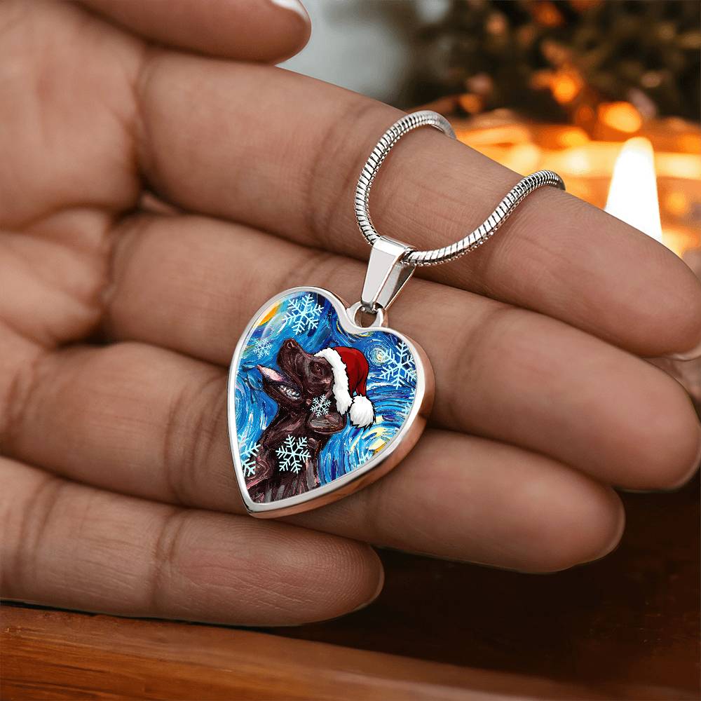 Chocolate Labrador Christmas Necklace