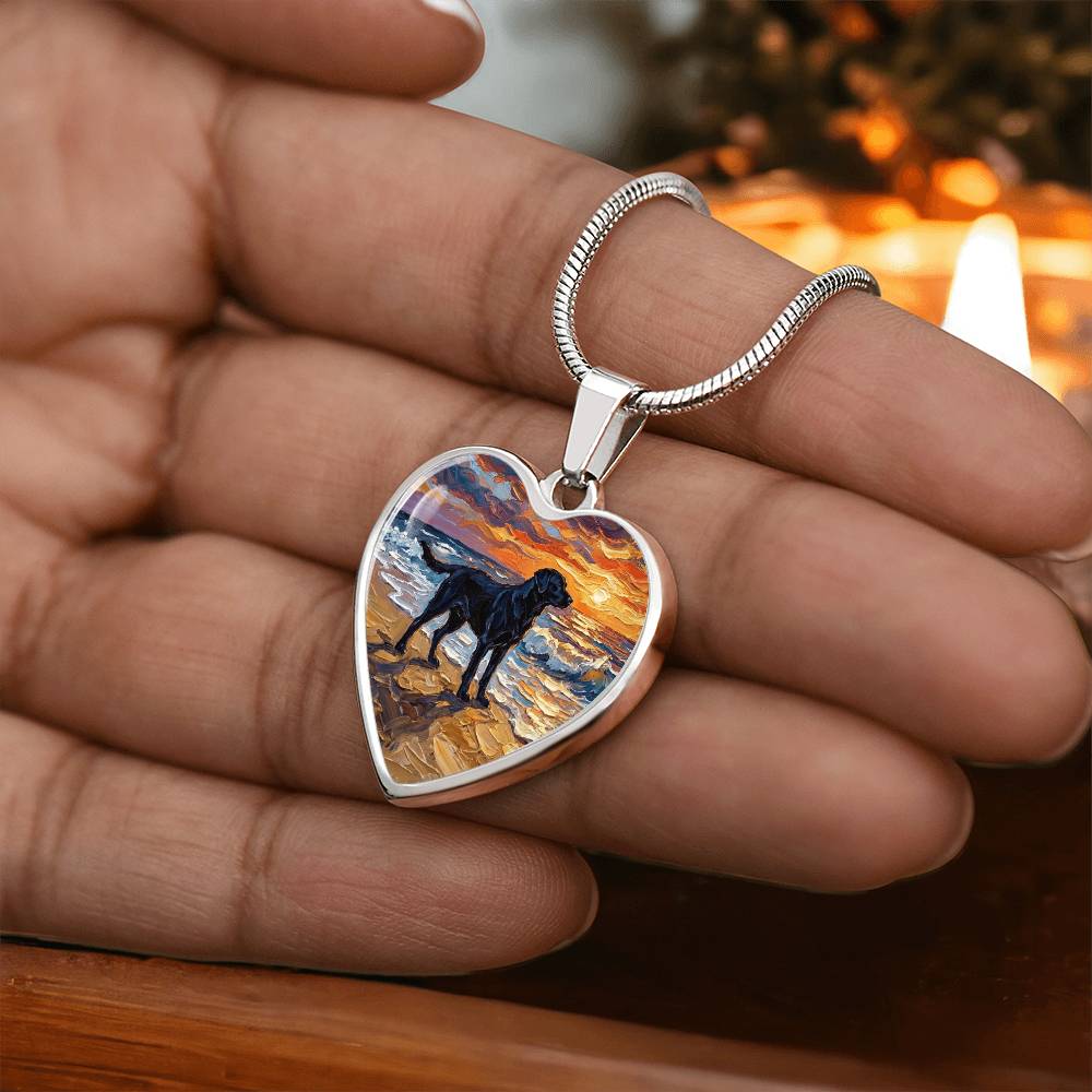 Summer Sunset - Black Labrador Heart Necklace