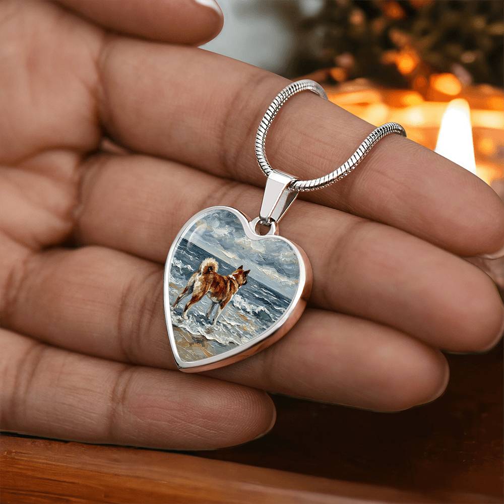 Beach Day - Akita Heart Necklace