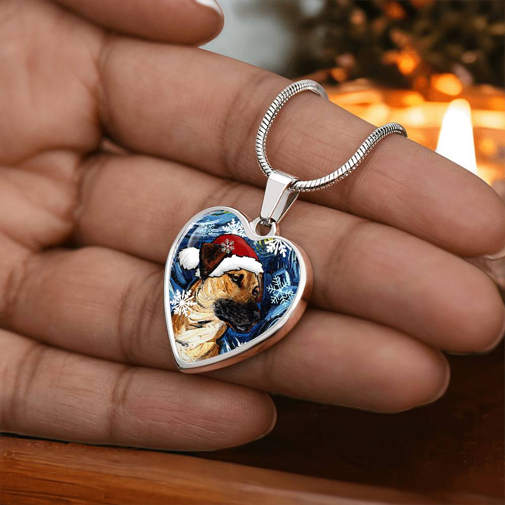 Santa Black Mouth Cur Heart Necklace
