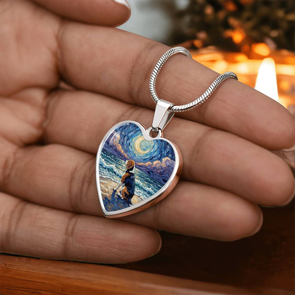 Beach Night - Beagle Heart Necklace