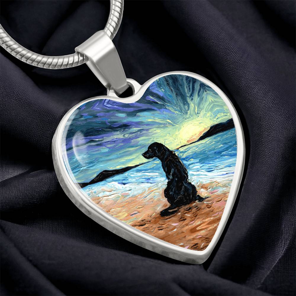 Beach Days - Black Labrador Heart Necklace
