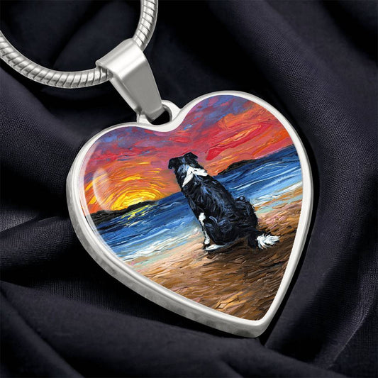 Beach Days - Border Collie Heart Necklace