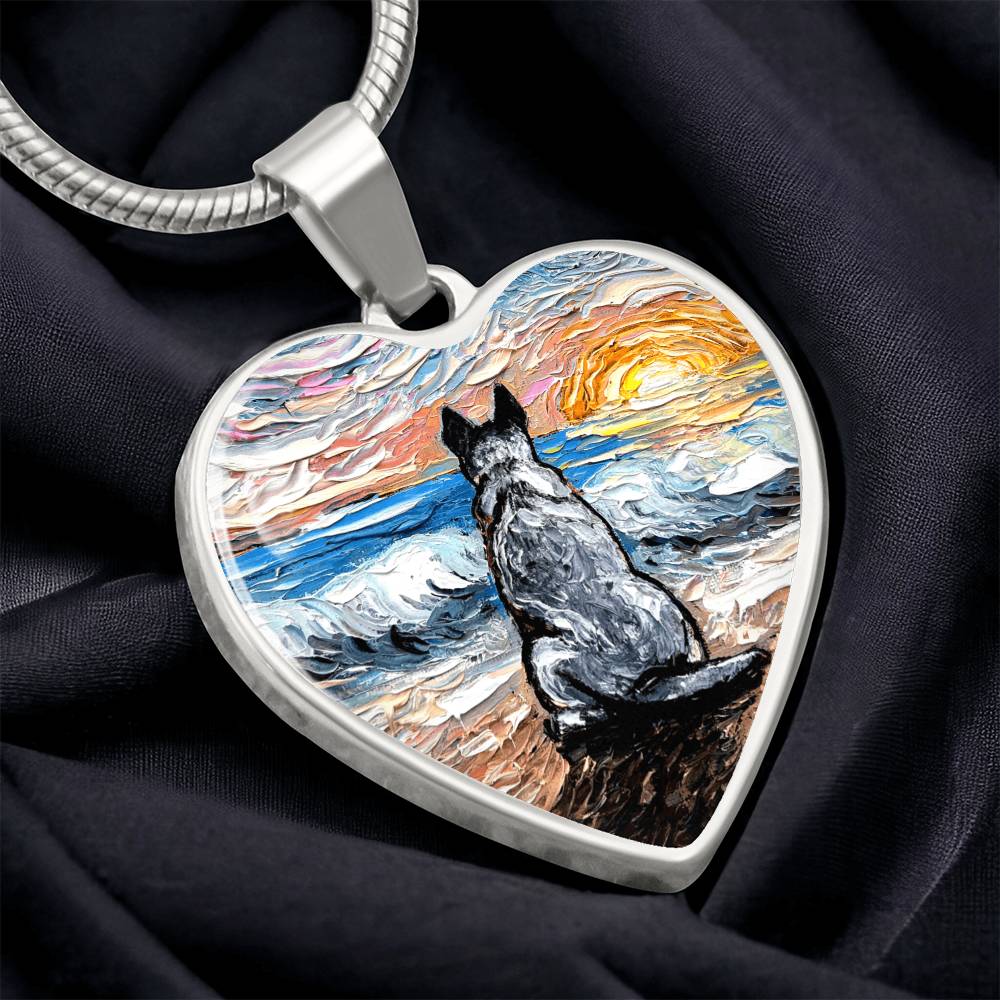Beach Days - Blue Heeler Heart Necklace