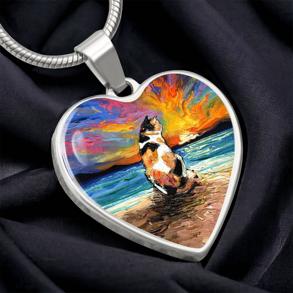 Beach Days - Calico Cat Heart Necklace