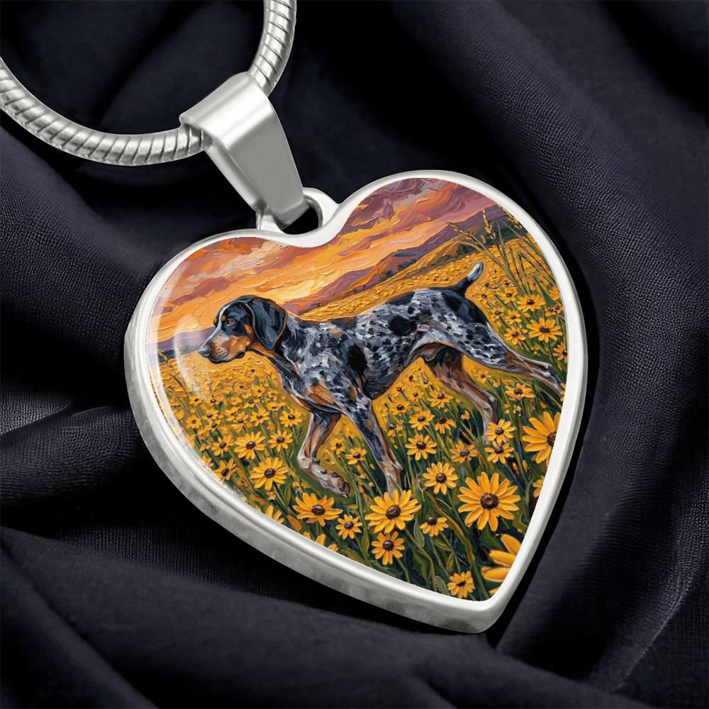 Amongst The Flowers - Blue Tick Coonhound Heart Necklace