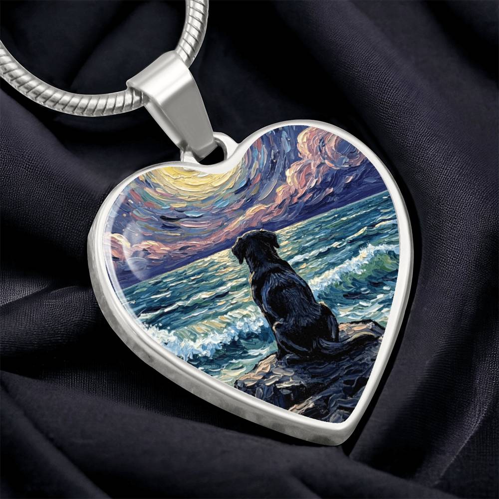 Beach Night - Black Labrador Heart Necklace