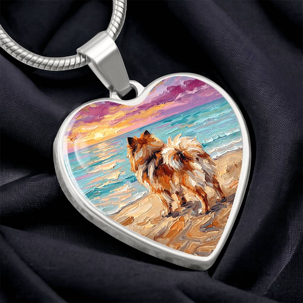 Summer Sunset - Pomeranian Heart Necklace