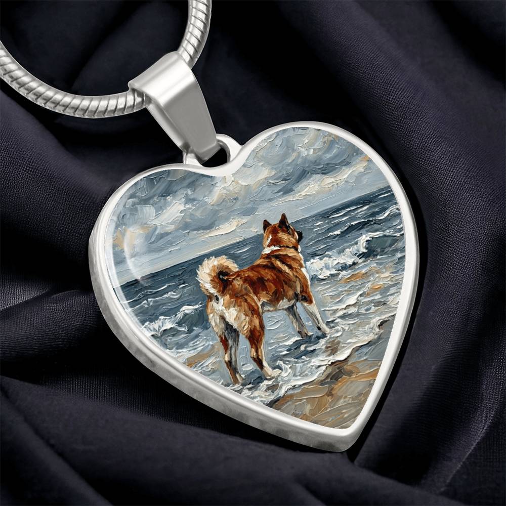 Beach Day - Akita Heart Necklace