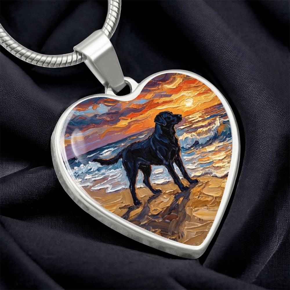Summer Sunset - Black Labrador Heart Necklace