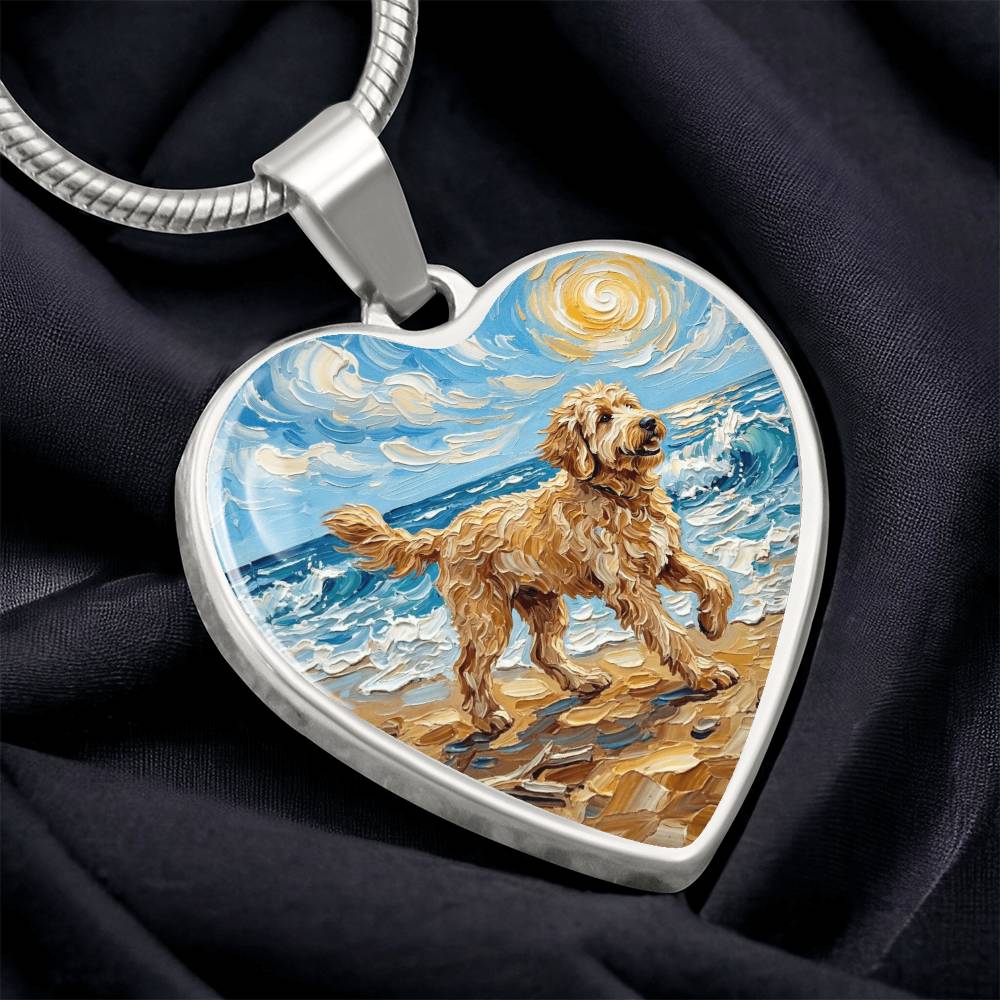 Beach Day - Goldendoodle Heart Necklace
