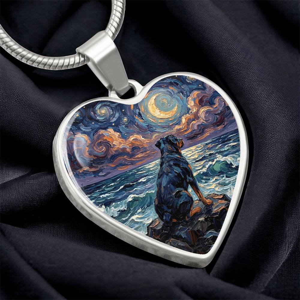 Beach Night - Rottweiler Heart Necklace