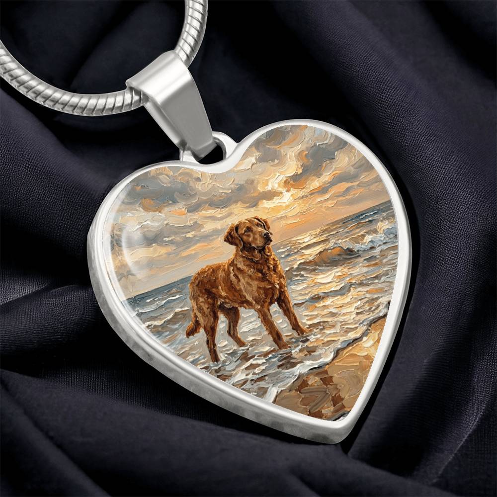 Beach Day - Chesapeake Bay Retriever Heart Necklace