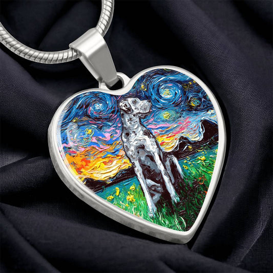 Merle Great Dane Starry Night Heart Necklace