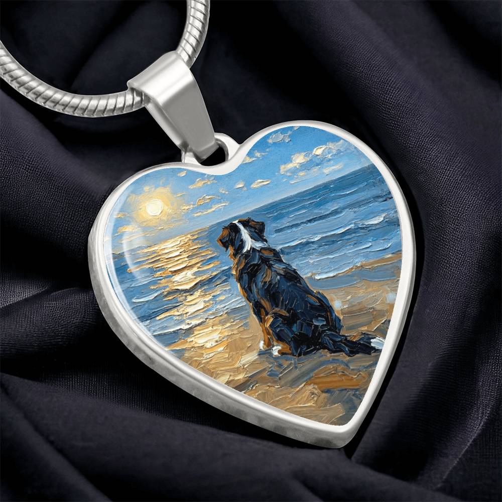 Beach Day - Bernese Mountain Dog Heart Necklace