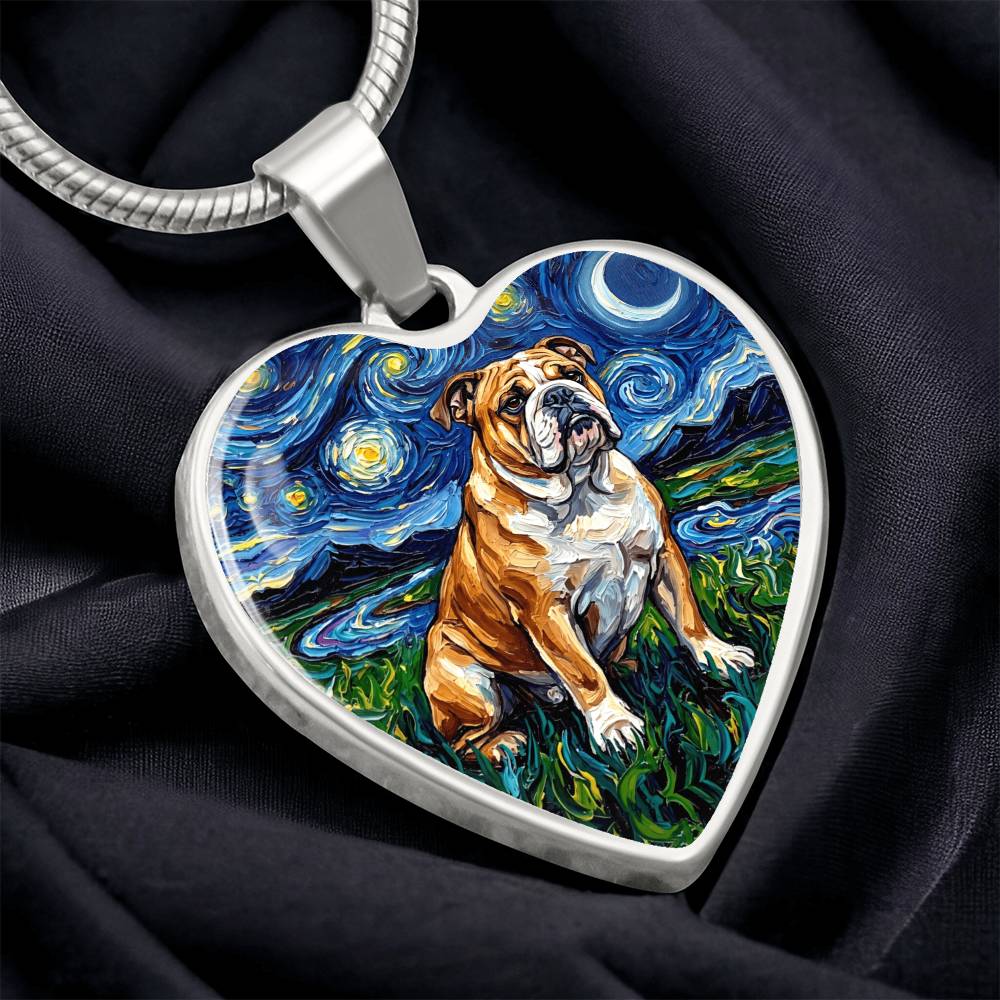 Bulldog Night Heart Necklace