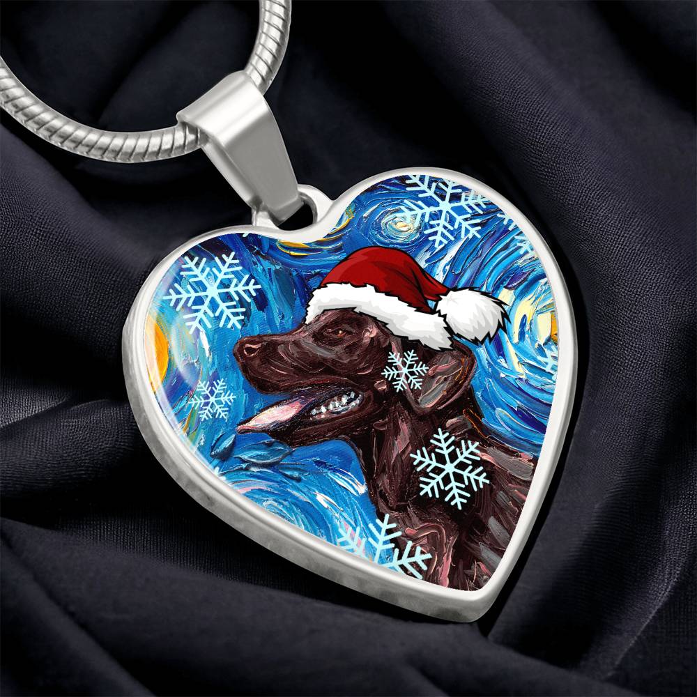 Chocolate Labrador Christmas Necklace